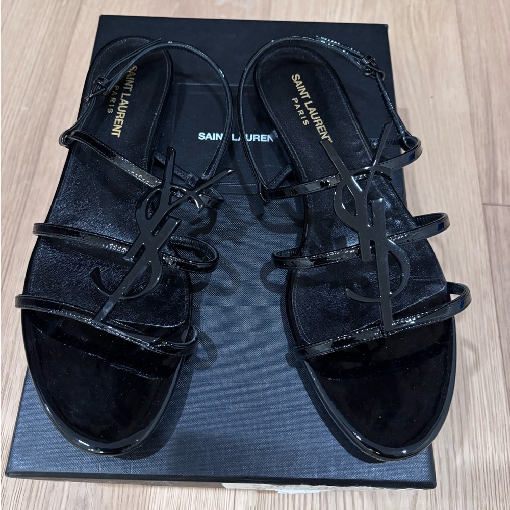 Saint Laurent Black Strappy Sandals